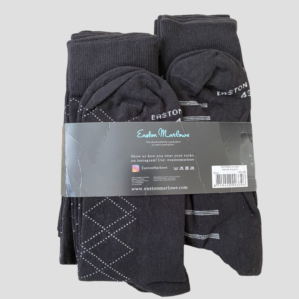 NWT Easton Marlowe Dress Socks Men's Socks Classic Patterned Black 10 - 13 - Picture 4 of 9